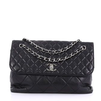Chanel In The Business Flap Bag Quilted Lambskin Maxi Black 412581