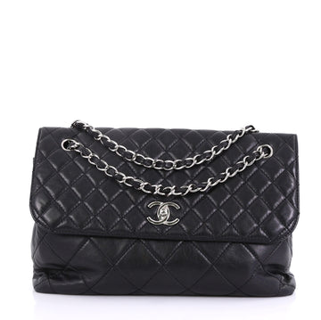Chanel In The Business Flap Bag Quilted Lambskin Maxi Black 412581