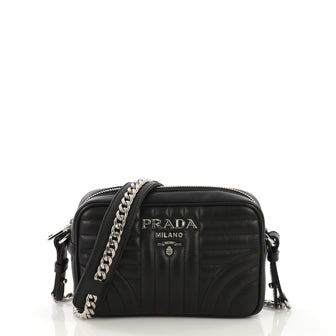 Prada Camera Bag Diagramme Quilted Leather Mini Black 412603