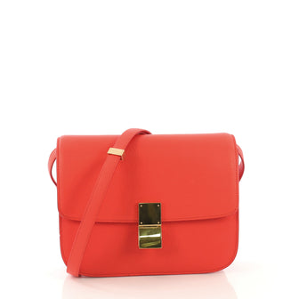 Celine Classic Box Bag Grainy Leather Medium Red 412621
