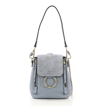 Chloe Faye Backpack Leather and Suede Mini Blue 41277105