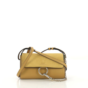 Chloe Faye Shoulder Bag Leather and Suede Mini Yellow 41277106