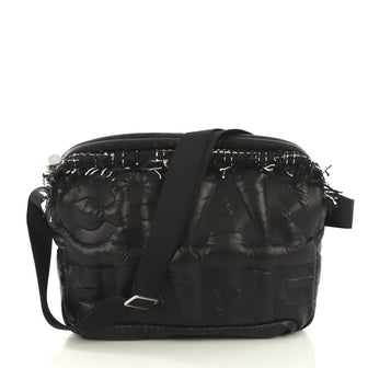 Chanel Doudoune Messenger Bag Embossed Nylon Medium Black 41277114