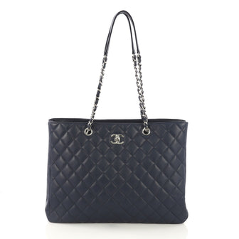 Chanel Classic CC Shopping Tote Quilted Calfskin Large Blue 4127715