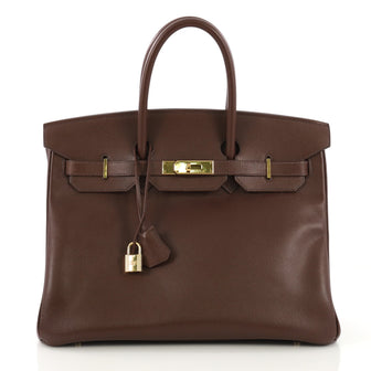 Hermes Birkin Handbag Brown Courchevel with Gold Hardware 35 412771