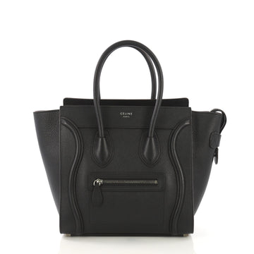 Celine Luggage Handbag Grainy Leather Micro Black 4127720