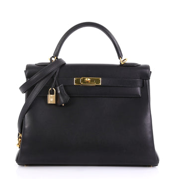 Hermes Kelly Handbag Black Gulliver with Gold Hardware 32 4127722