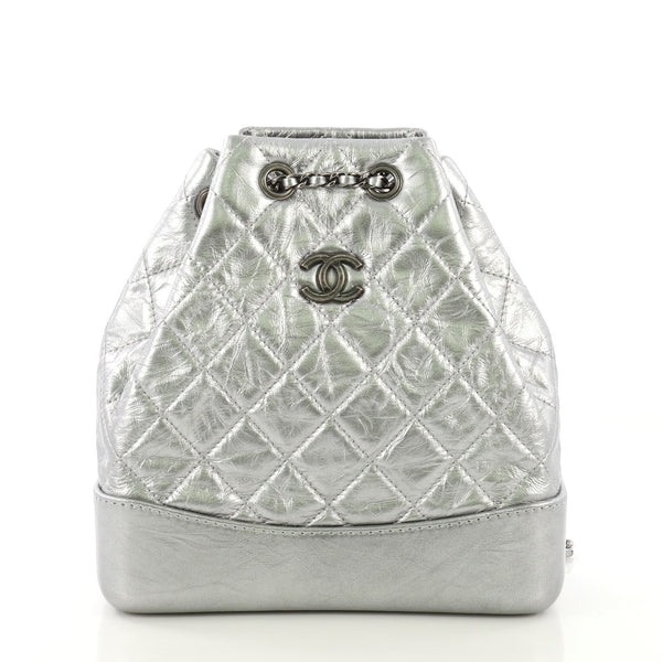 Chanel Silver Quilted Leather Small Gabrielle Backpack Chanel