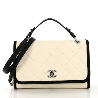 Chanel CC Top Handle Flap Bag Quilted Caviar with Grosgrain 4127724
