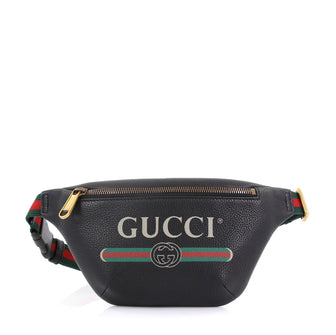 Gucci Logo Belt Bag Printed Leather Small Black 4127730