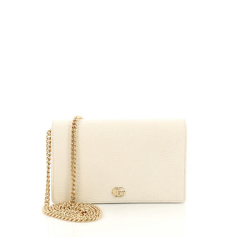 Gucci Petite GG Marmont Chain Wallet Leather Mini White 4127732