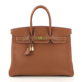 Hermes Birkin Handbag Brown Togo with Gold Hardware 35 Brown 412773