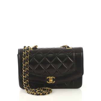 Chanel Model: Vintage Diana Flap Bag Quilted Lambskin Small Black 41277/42