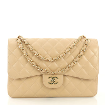 Chanel Classic Double Flap Bag Quilted Caviar Jumbo Neutral 4127744