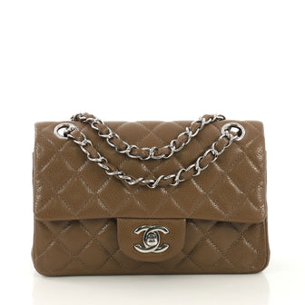 Chanel Classic Single Flap Bag Quilted Caviar Mini Brown 4127748