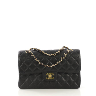 Chanel Vintage Classic Double Flap Bag Quilted Caviar Small 4127750