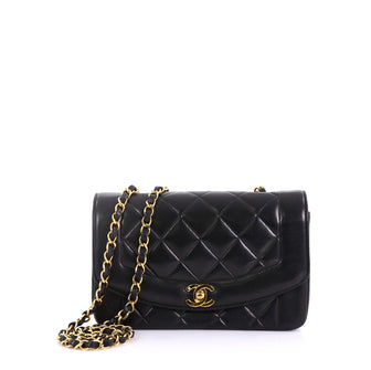 Chanel Vintage Diana Flap Bag Quilted Lambskin Small Black 4127757
