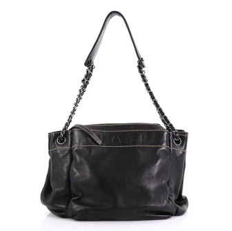 Chanel Lax Accordion Tote Leather Medium Black 4127771