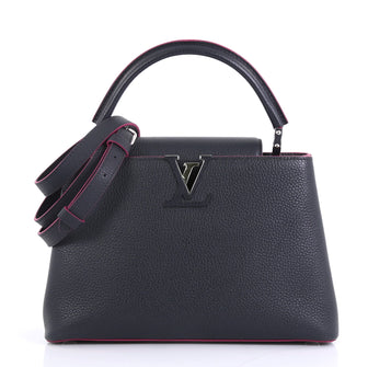 Louis Vuitton Capucines Handbag Leather PM Black 4127780