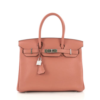 Hermes Birkin Handbag Pink Clemence with Palladium Hardware 412778