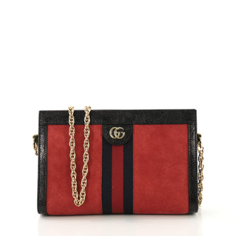 Gucci Ophidia Chain Shoulder Bag Suede Small Red 412811