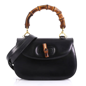 Gucci Vintage Bamboo Convertible Top Handle Bag Leather black 4129910
