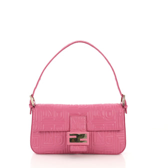 Fendi Baguette Logo Embossed Leather Small Pink 4129915