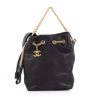 Chanel On My Shoulder Drawstring Bag Quilted Calfskin Small 4129918