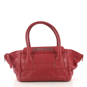 Chanel Lax Satchel Quilted Leather Large Red 4129923