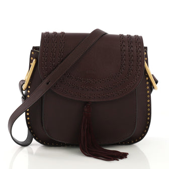 Chloe Hudson Handbag Whipstitch Leather Medium Purple 413181