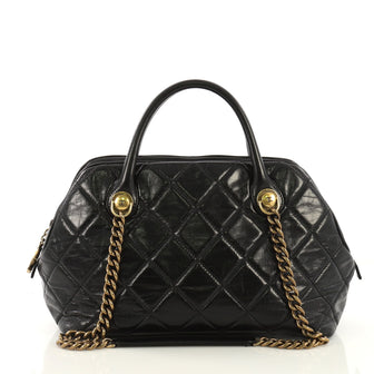 Chanel Castle Rock Bowler Bag Quilted Glazed Calfskin Medium 413221
