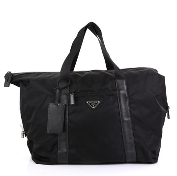 Prada Weekend Duffle Bag Tessuto with Saffiano Large Black 4132613