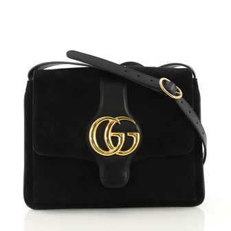 Gucci Arli Shoulder Bag Suede with Leather Medium Black 4132616