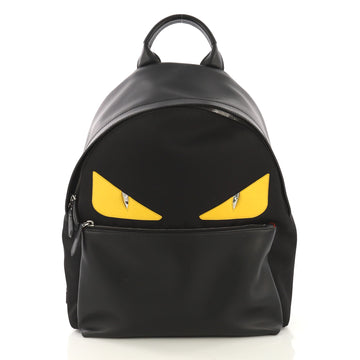 Fendi Monster Backpack Nylon with Leather Large Black 413264