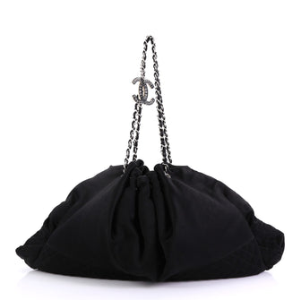Chanel Melrose Cabas Tote Satin Large Black 413265