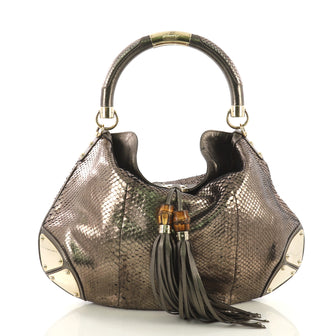 Gucci Indy Hobo Python Large Green 413491
