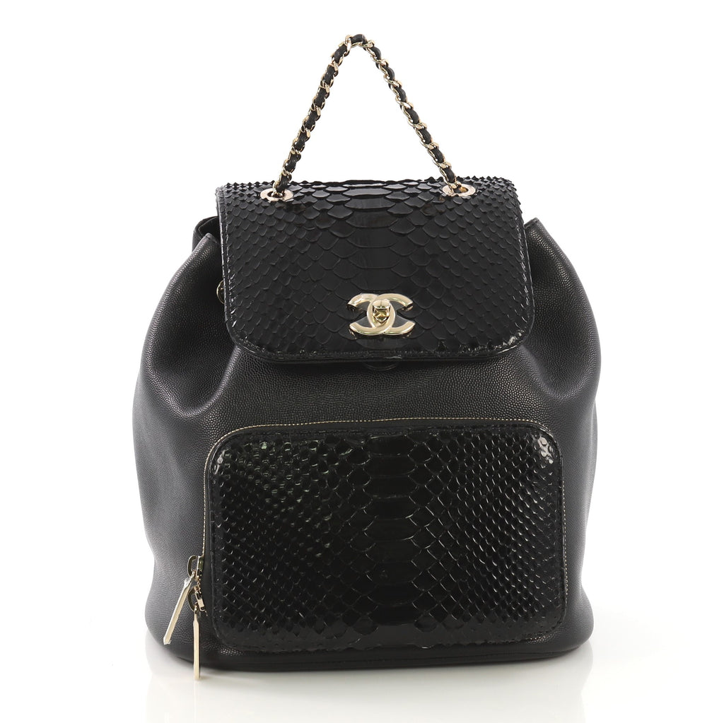 Chanel Black Caviar Leather and Python Small Business Affinity