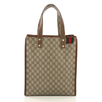 Gucci Web Loop Tote GG Coated Canvas Tall Brown 413661