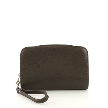 Louis Vuitton Pochette Baikal Clutch Taiga Leather Brown 413692