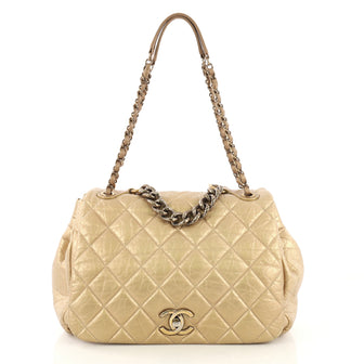 Chanel Pondichery Flap Bag Quilted Aged Calfskin Large Gold 413711