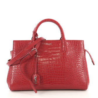 Saint Laurent Rive Gauche Cabas Crocodile Embossed Leather 413731