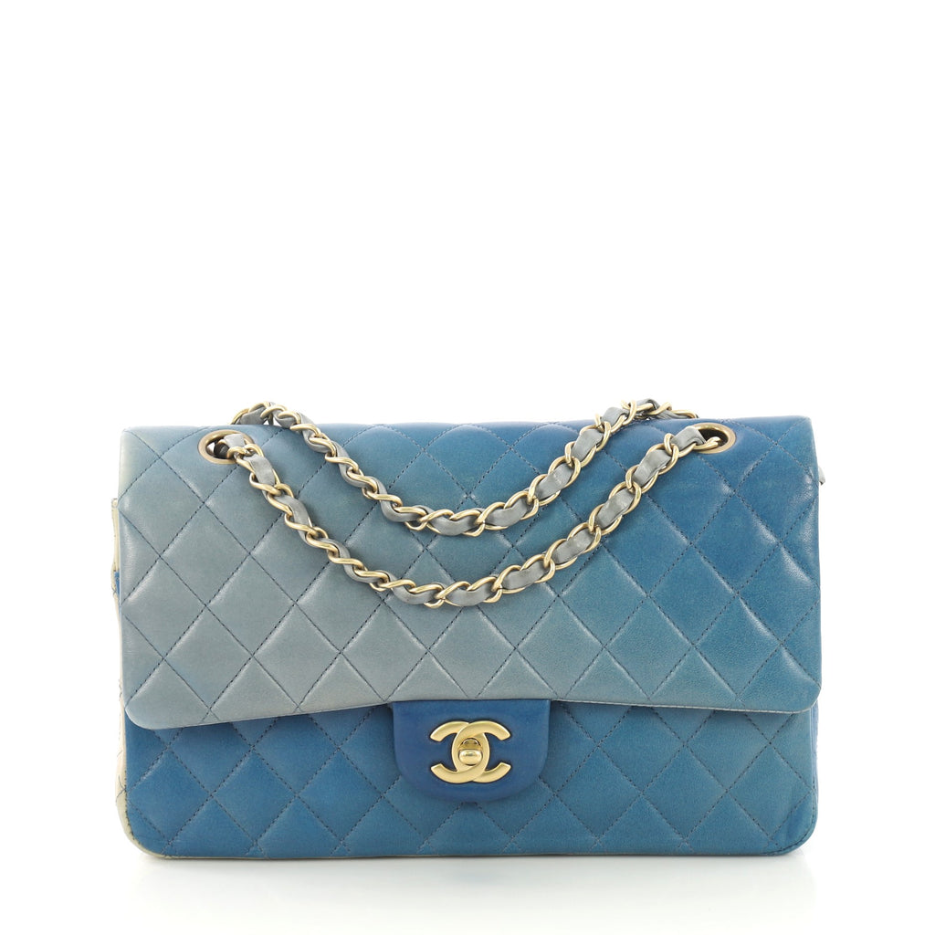 Chanel Blue Ombre Quilted Lambskin Classic Double Flap Medium
