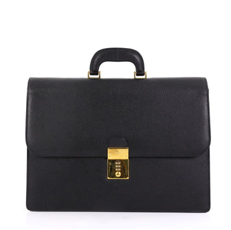 Gucci Combination Lock Briefcase Leather Large Black 413831
