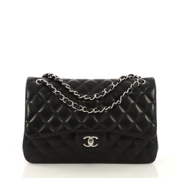 Chanel Classic Double Flap Bag Quilted Lambskin Jumbo Black 413911