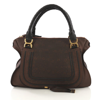 Chloe Marcie Shoulder Bag Lizard Embossed Leather Large brown 413972
