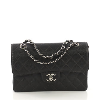 Chanel Vintage Classic Double Flap Bag Quilted Caviar Small 414122