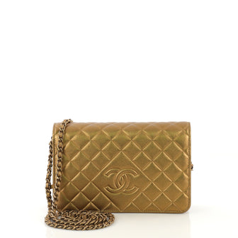 Chanel Diamond CC Wallet on Chain Quilted Lambskin Gold 414123