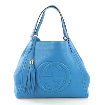 Gucci Soho Shoulder Bag Leather Medium Blue 414242