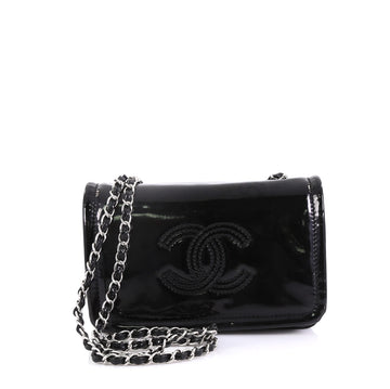 Chanel Lipstick Flap Crossbody Bag Patent Vinyl Mini Black 414271