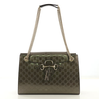 Gucci Emily Chain Flap Shoulder Bag Guccissima Patent Large 4143319